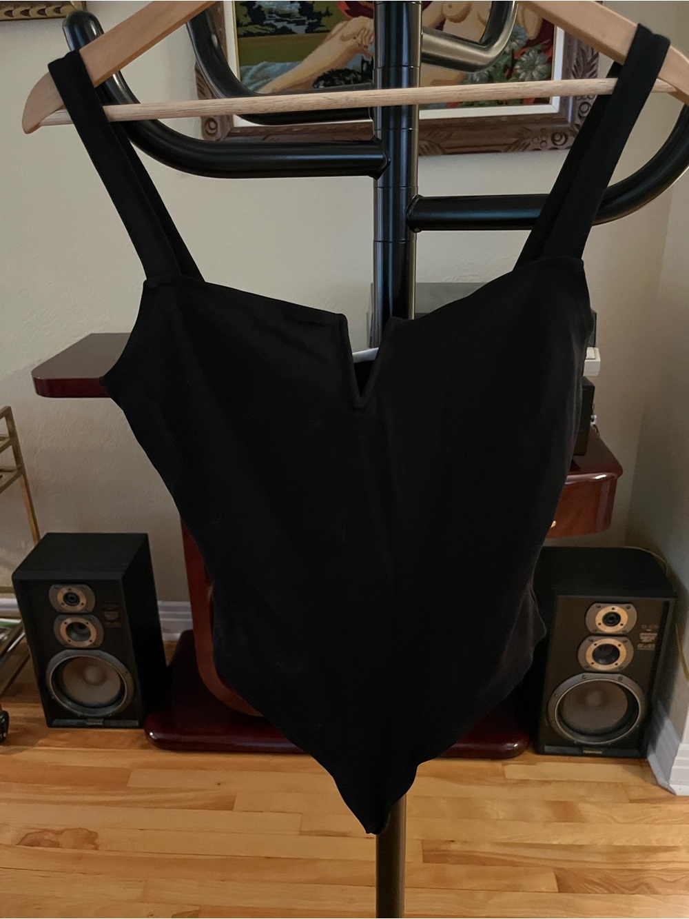 Babaton Black V-Notch One-Piece Bodysuit